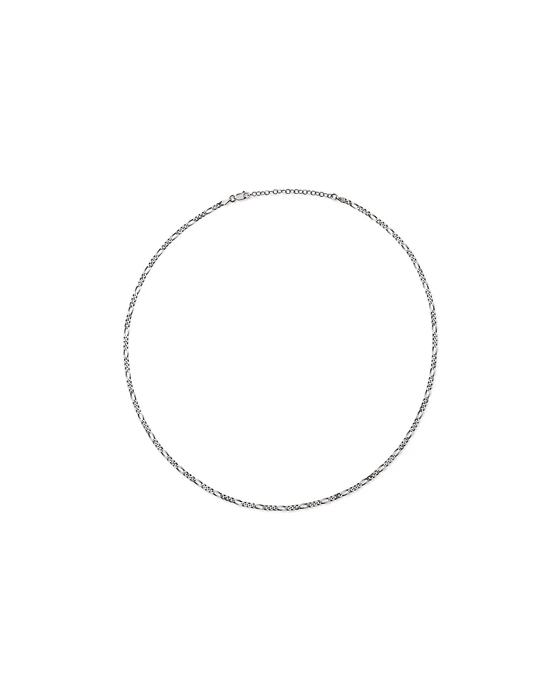 Chaîne Figaro oxydée en argent sterling de 60 cm (24 po)