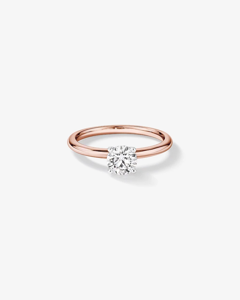 Bague de fiançailles solitaire ronde en diamants brillants de laboratoire TW de 0,70 carat en or rose et blanc 14 carats