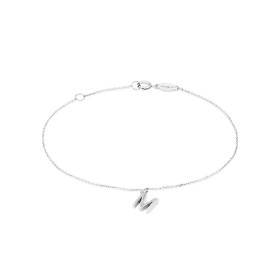 19cm (7.5") M Initial Bracelet in Sterling Silver