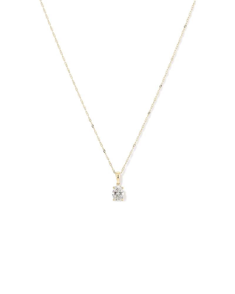 1.00 Carat TW Oval Cut Laboratory-Grown Diamond Solitaire Pendant  in 10kt Yellow Gold