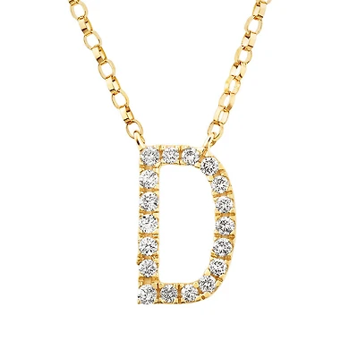 "D" Initial Necklace with 0.10 Carat TW of Diamonds in 10kt Yellow Gold