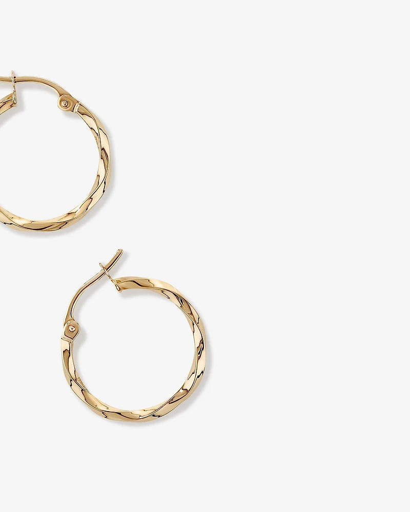 15mm Square Twist Hoop Earrings 10kt Yellow Gold