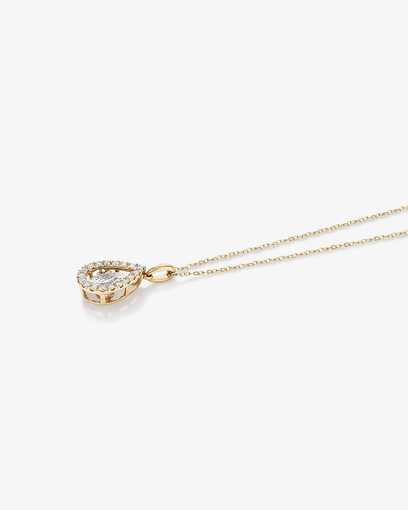 Lume Lab Pear Pendant with 1.00 Carat TW of Laboratory-Grown Diamonds in 10kt White Gold