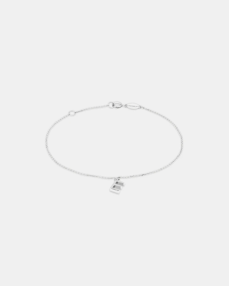 19cm (7.5") E Initial Bracelet in Sterling Silver