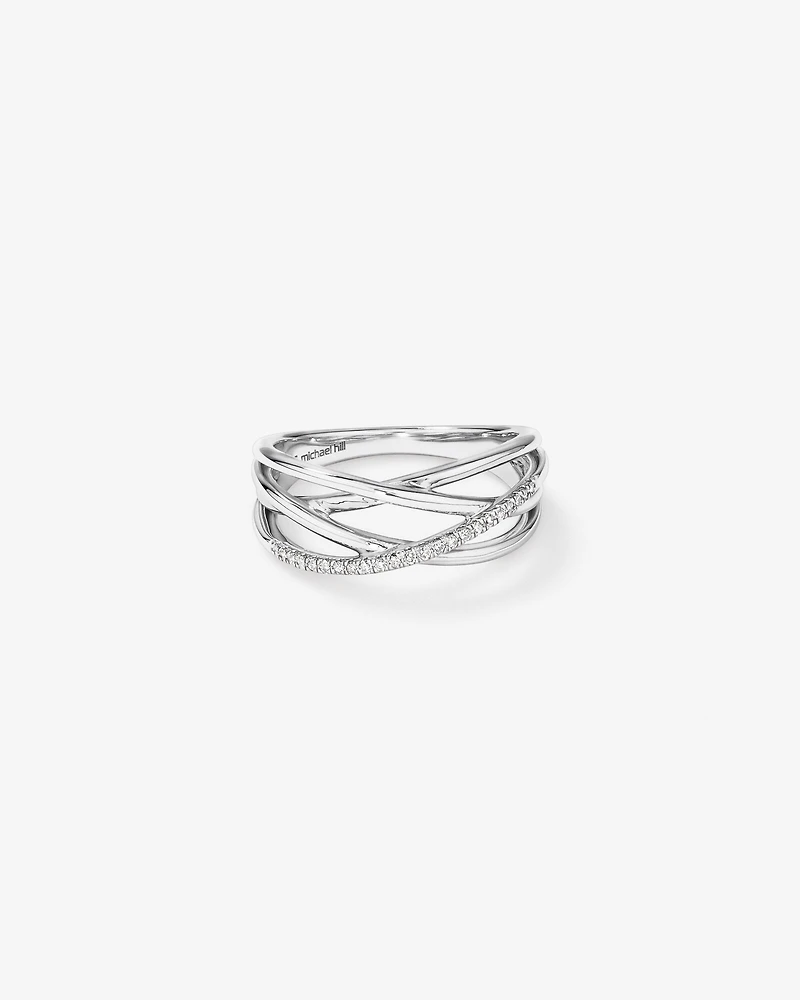 Bague en argent sterling à diamants totalisant 0,10 ct