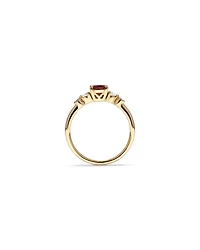 Bague Scatter avec Tourmaline Rose Ovale et 0,10 Carat PT de Diamants en Or Jaune 10 carats