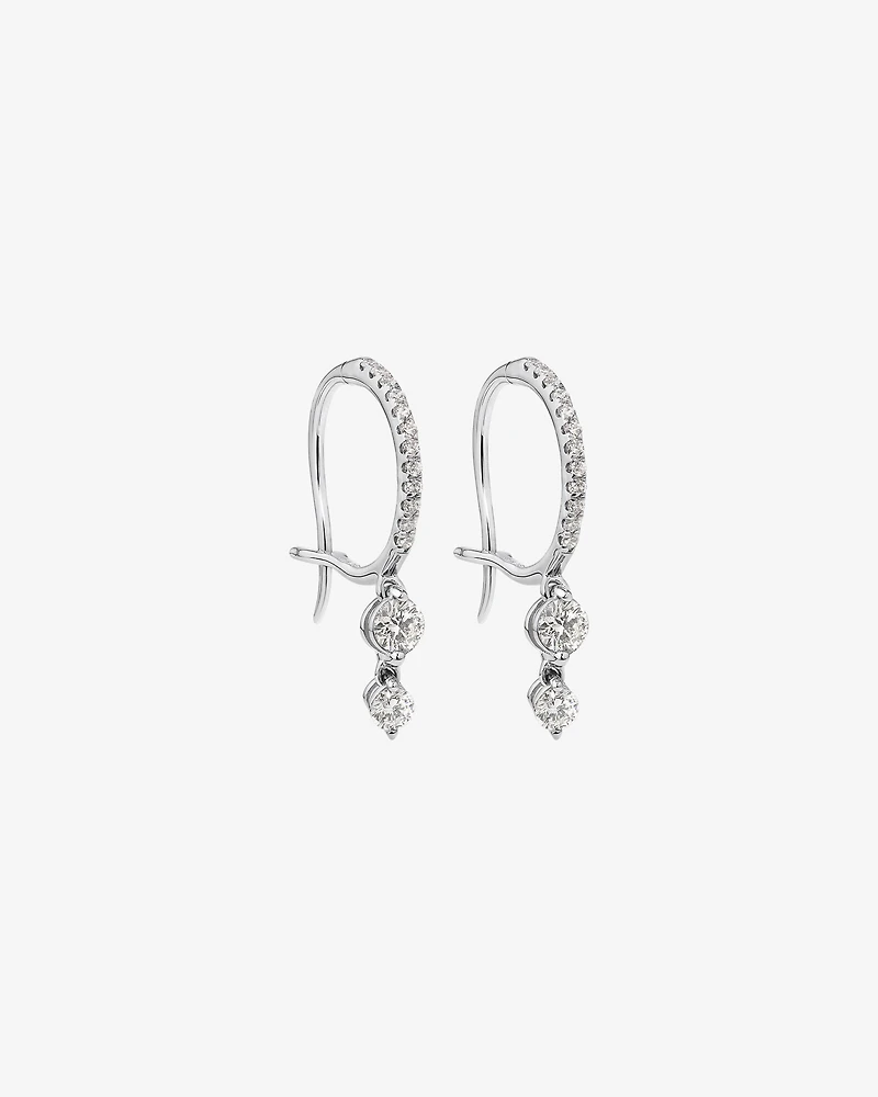 Double Drop Earrings with 0.48 Carat TW of Diamonds in 18kt White Gold