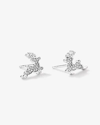 Reindeer Stud Earrings with Cubic Zirconia in Sterling Silver
