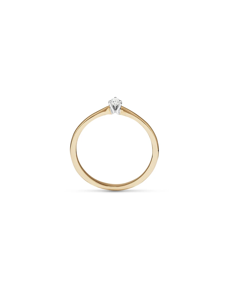 Pear Cut Diamond Solitaire Promise Ring in 10kt Yellow and White Gold