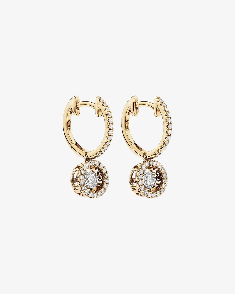 Boucles d’oreilles TW Diamond Halo Everlight Drop Huggie de 0,50 carat en or jaune 10 carats