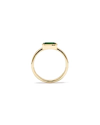 East-West Set Created Emerald Bezel Ring in 10kt Yellow Gold