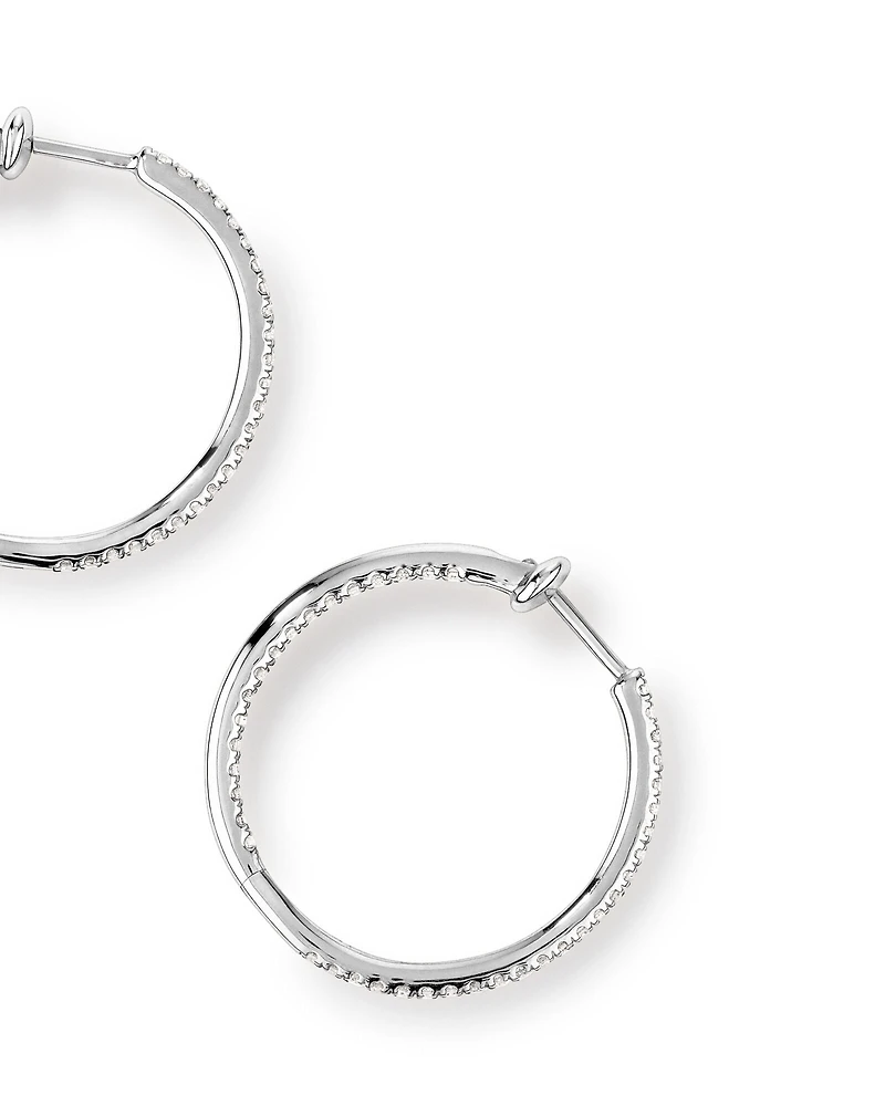 Boucles d'oreilles créoles avec 0,50 carat TW de diamants en or blanc 10 kt