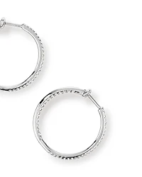 Boucles d'oreilles créoles avec 0,50 carat TW de diamants en or blanc 10 kt