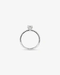 1,00 Carat Poids Total Bague De Fiançailles En Diamant Solitaire Coupe Ovale Avec Pavé Caché Et Halo, En Platine