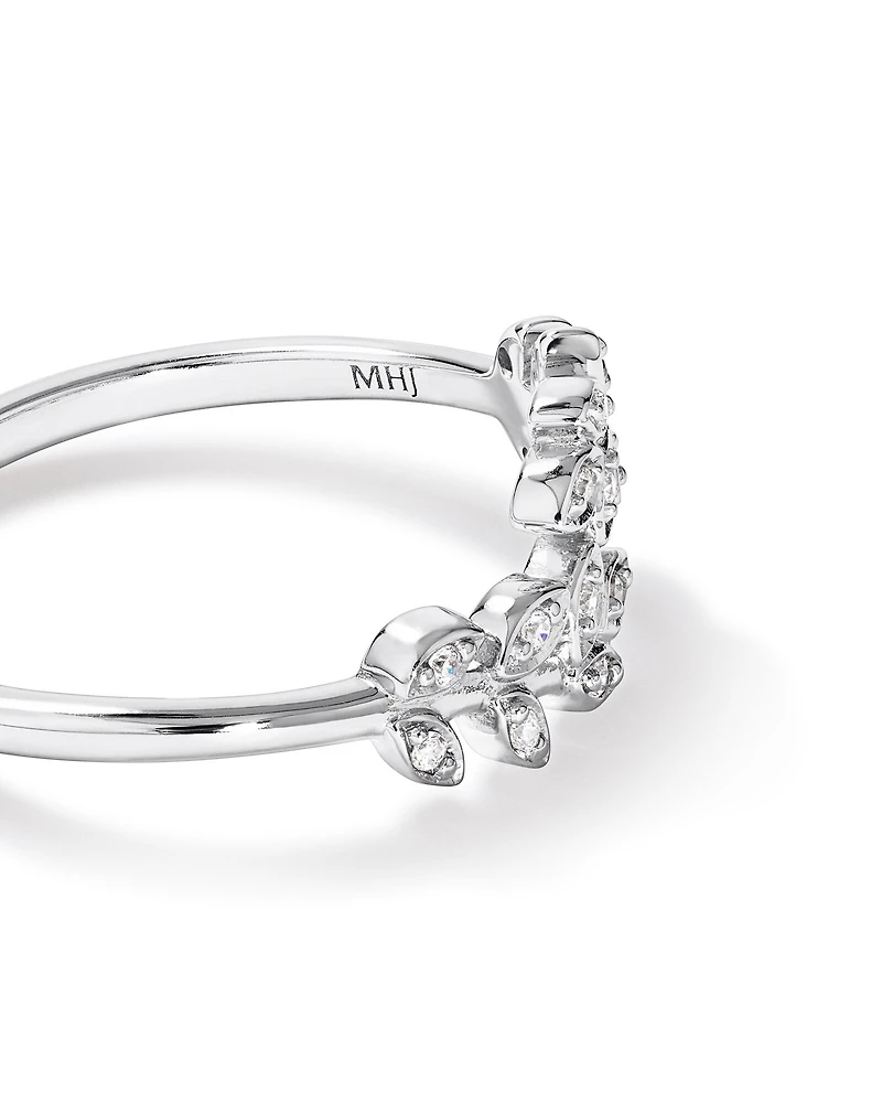 Bague de vigne ouverte en zircone cubique en argent sterling