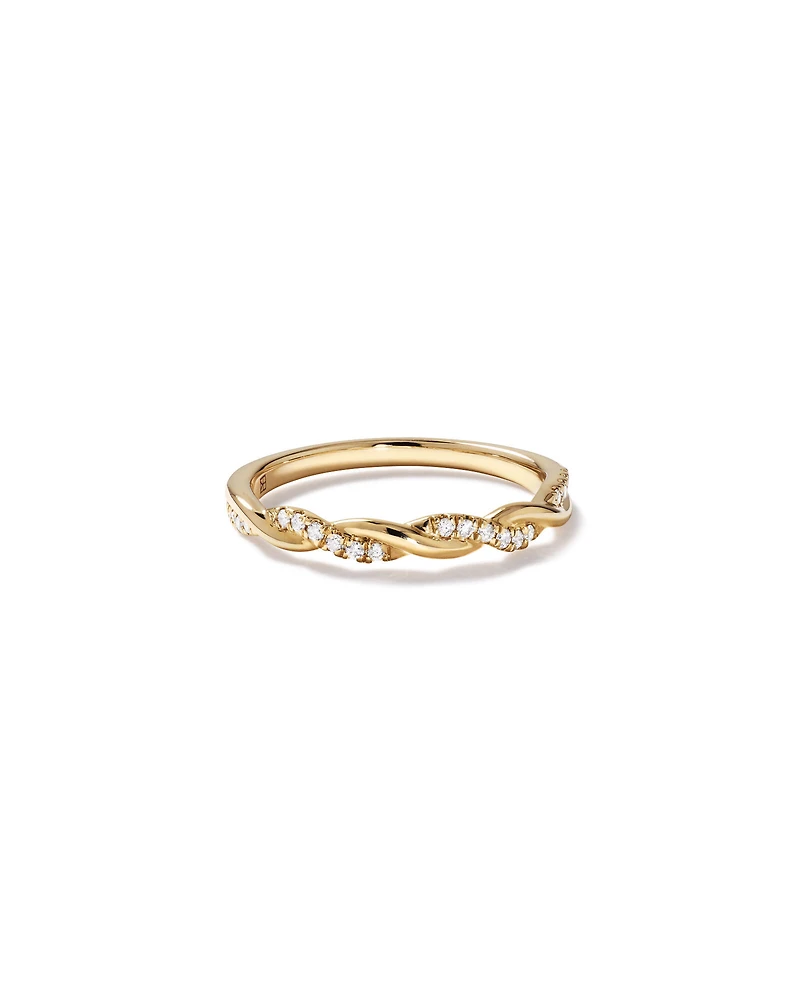 Alliance torsadée en or jaune 14 carats avec diamant de 0,11 carat
