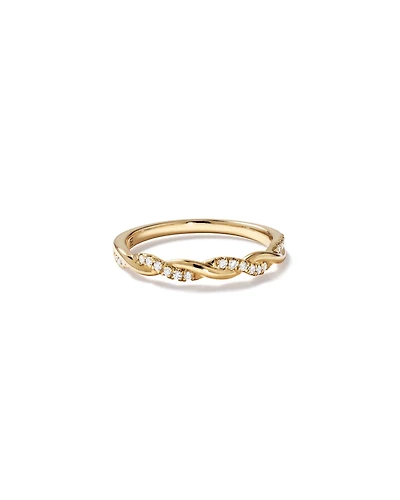 Alliance torsadée en or jaune 14 carats avec diamant de 0,11 carat