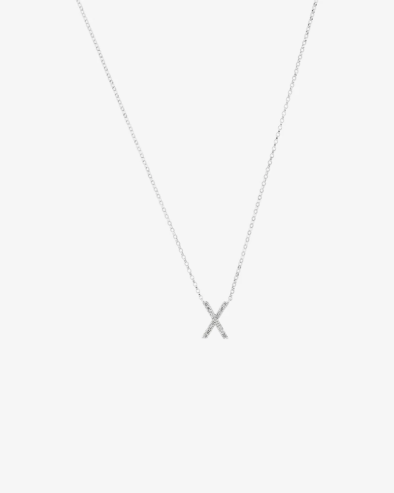 X Initial Necklace with 0.10 Carat TW of Diamonds in 10kt White Gold