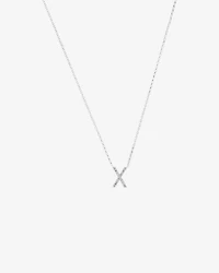 X Initial Necklace with 0.10 Carat TW of Diamonds in 10kt White Gold