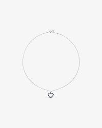 Heart Necklace with Created Blue Sapphire & 0.16 Carat TW of Diamonds in Sterling Silver