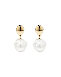 Boucles d’oreilles goutte avec perles baroques d’eau douce cultivées en or jaune 10 carats