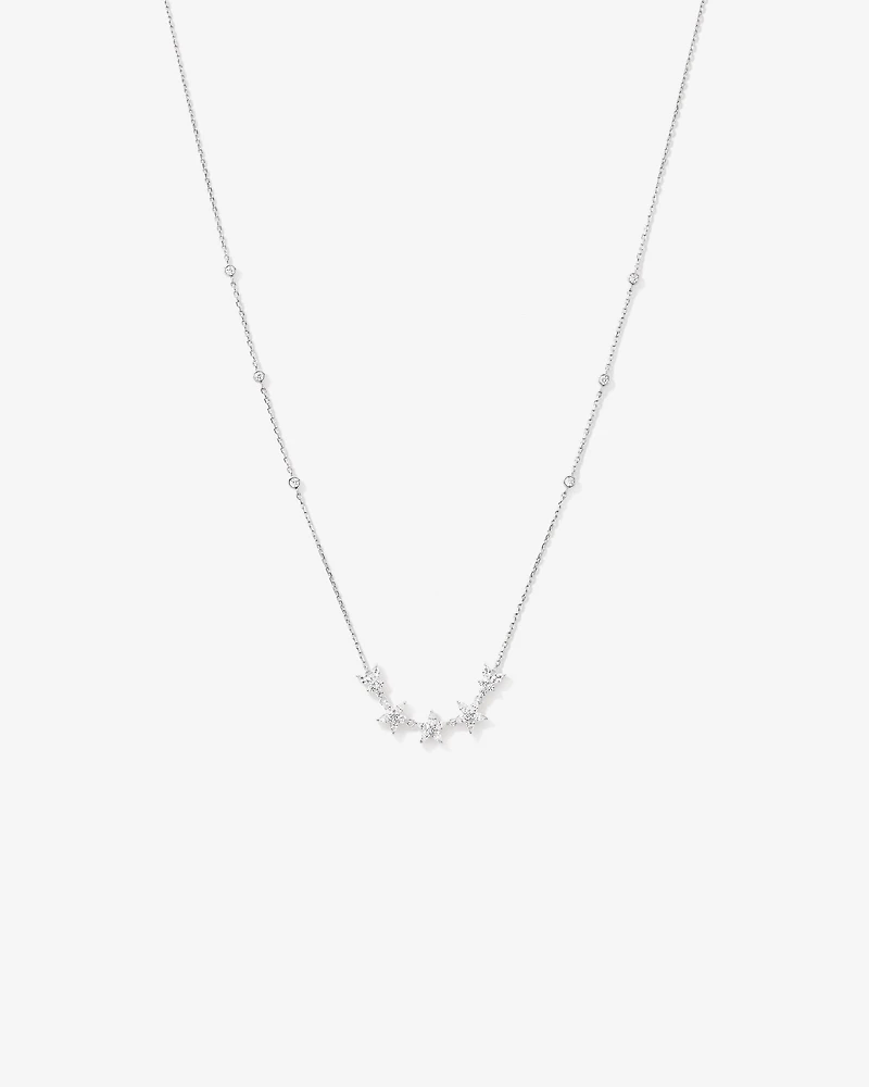 50cm (19.6") Floral Necklace with Cubic Zirconia in Sterling Silver