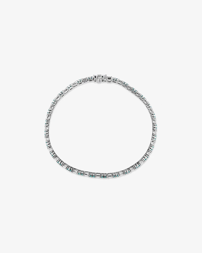 Bracelet de Tennis Dot Dash en Émeraude & Diamant avec 0,62 Carat TW en Or Blanc 10kt