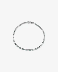 Bracelet de Tennis Dot Dash en Émeraude & Diamant avec 0,62 Carat TW en Or Blanc 10kt