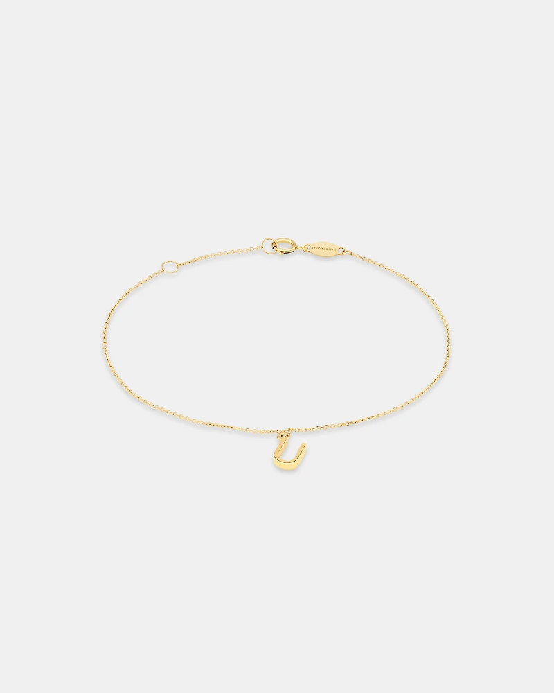 Collier à pendentif initiale U en or jaune 10 K