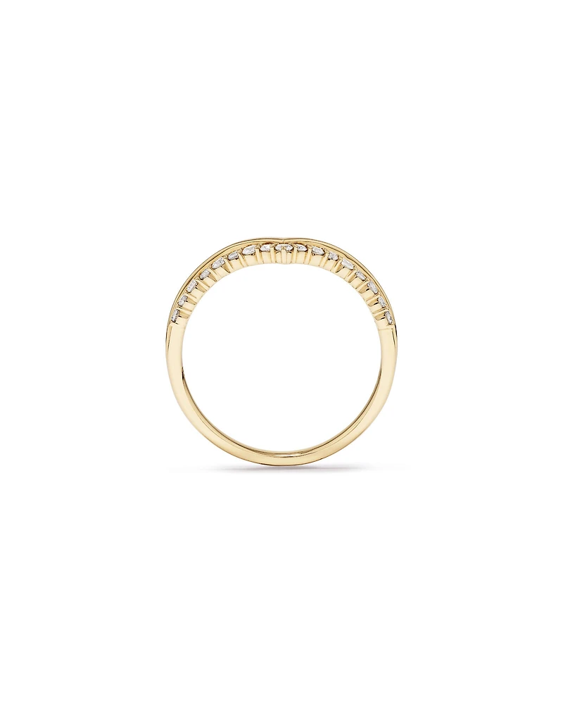 Alliance en or jaune 14 carats avec diamants de 0,18 carat et chevrons