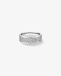 Bague à pavé en or blanc 10 K avec diamants totalisant 0,87 ct pour homme