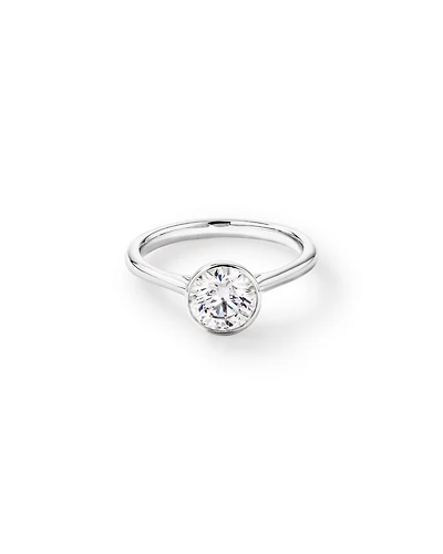 Bague de fiançailles ronde TW de 1,25 carat en or blanc blanc 14 carats