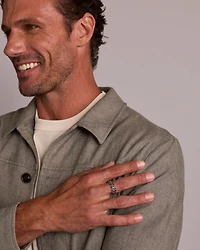 Bague pour hommes avec chaîne en argent sterling et diamants noirs de 0,29 carat au total