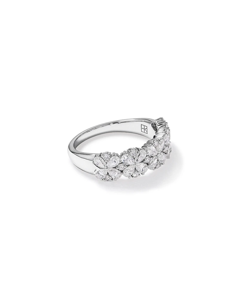 LAB. Pear and Round Brilliant Ring with 1.05 Carat TW of Laboratory-Grown Diamonds in 10kt White Gold