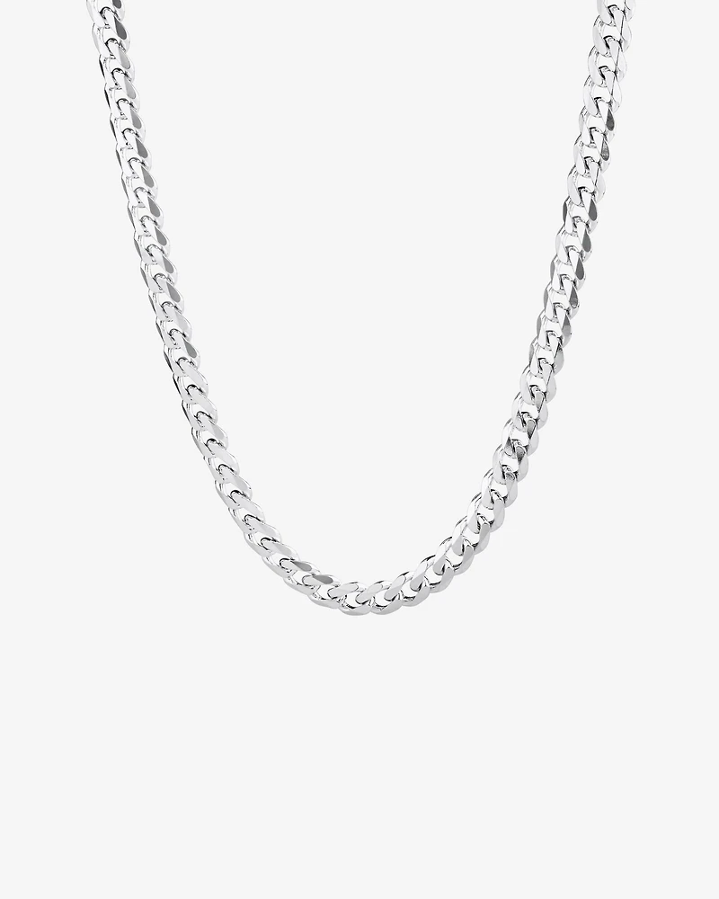 Chaîne gourmette en argent sterling de 60 cm pour homme, 6,5 mm de largeur