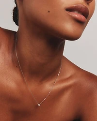 0,25 Carats TW Collier solitaire diamant taille émeraude en or blanc 18kt