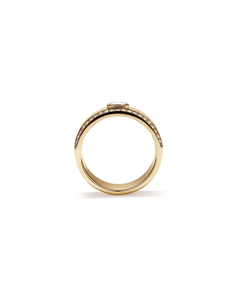 0.50 Carat TW of Laboratory-Grown Emerald & Round Brilliant Diamond Ring in 10kt Yellow Gold