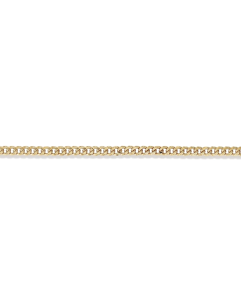 Bracelet creux de style Miami en or jaune 10 K à maillons gourmette, 19 cm