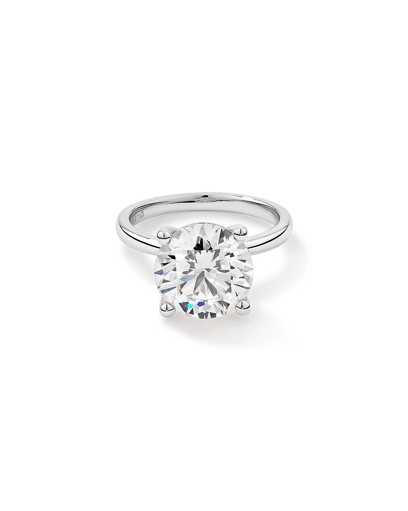 5,00 Carats Poids Total Bague De Fiançailles Solitaire En Diamant Rond Brillant Cultivé En Laboratoire, En Platine