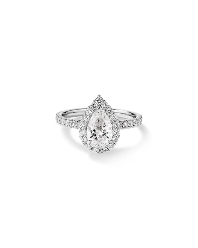 Bague De Fiançailles Halo En Diamant De Laboratoire Taille Poire De 1,82 Carat Poids Total En Or Blanc 14 Carats
