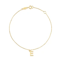 19cm (7.5") E Initial Bracelet in 10kt Yellow Gold