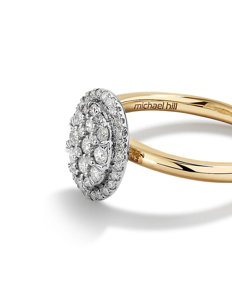 0,50 Carat TW Bague avec grappe de diamants en forme d'ovale en or jaune & blanc 14kt