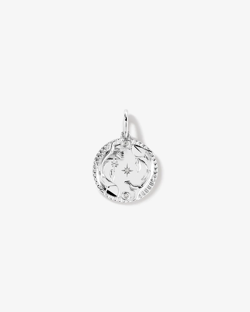 Pendentif zodiaque Poissons avec accents de diamants en argent sterling