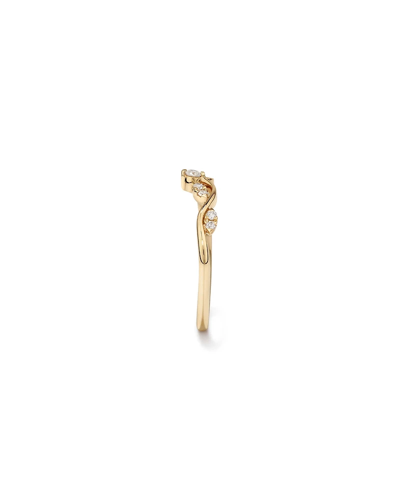 Bague de mariage contournée de 0,12 carat TW en diamant en or jaune 14 carats