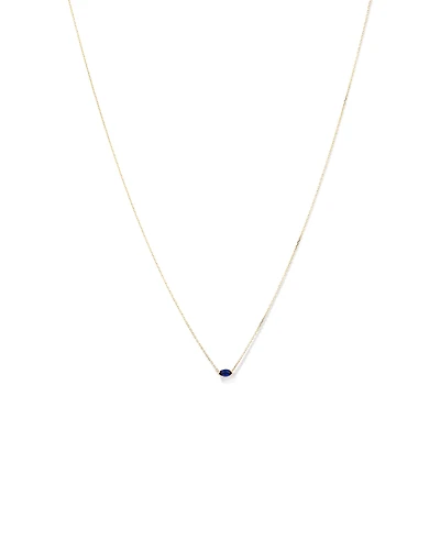 Collier avec Saphir Synthétique Marquise Est-Ouest en Or Jaune 10 carats