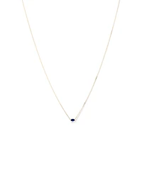 Collier avec Saphir Synthétique Marquise Est-Ouest en Or Jaune 10 carats