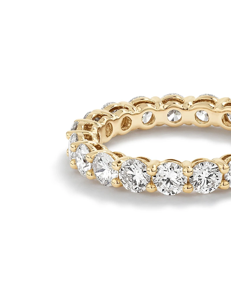3,00 carats TW bague éternité à diamants ronds brillants cultivés en laboratoire en or jaune 14kt