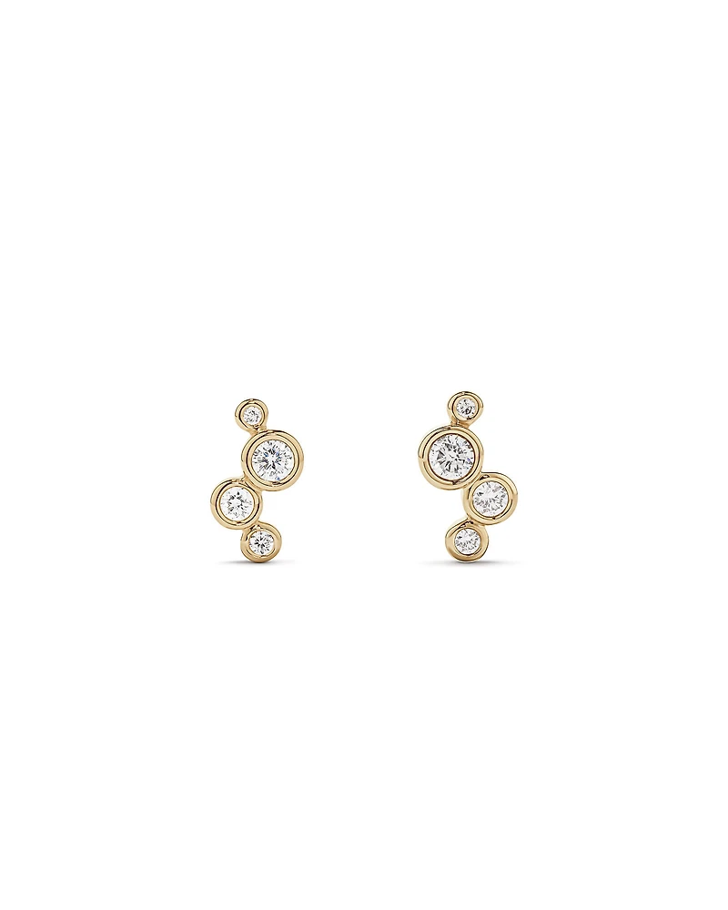 Boucles d’oreilles rondes TW à lunette graduée brillante de 0,15 carat en or jaune 10 carats