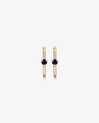 Blue Sapphire Gemstone Accent Sleeper Earrings in 10kt Yellow Gold