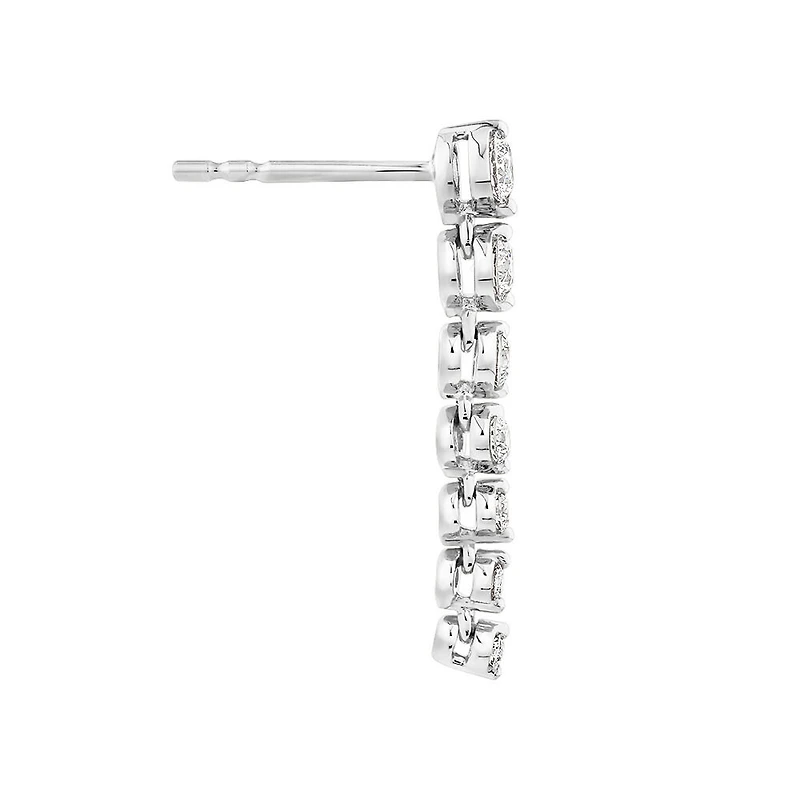 0,50 carat TW Boucles d'oreilles pendantes graduées en diamant en or blanc 18kt